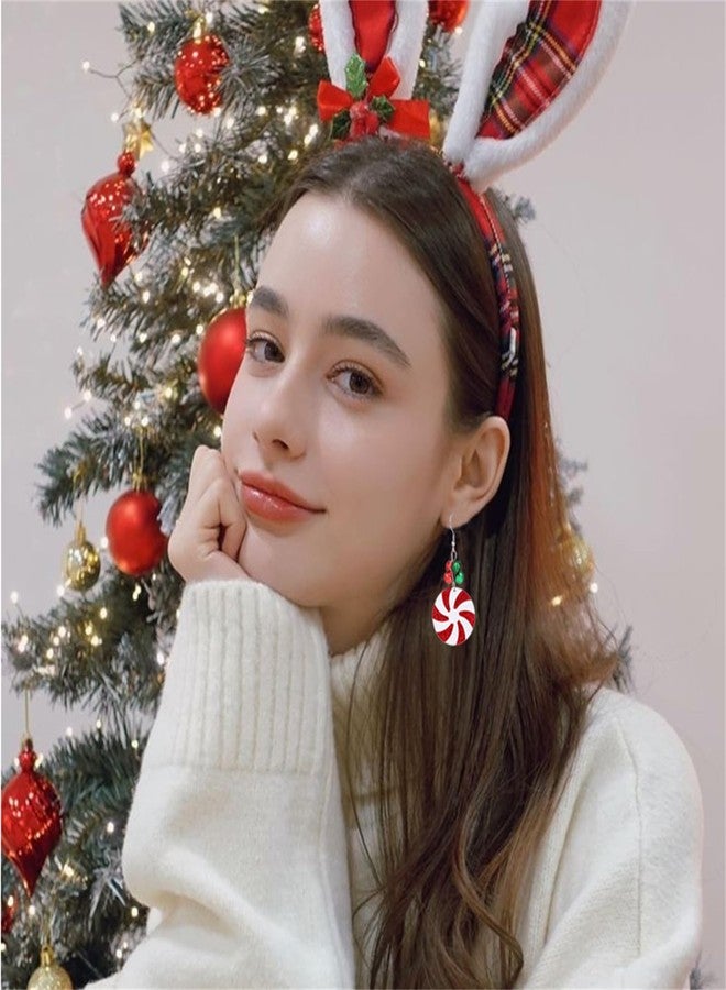 WCRAZYE Christmas Earrings for Women Cute Sweet Reindeer Jingle Bell Bow Candy Cane Earrings Colourful Snowflake Christmas Tree Earrings Christmas Holiday Jewelry (Red Jingle Bell) - Image 4